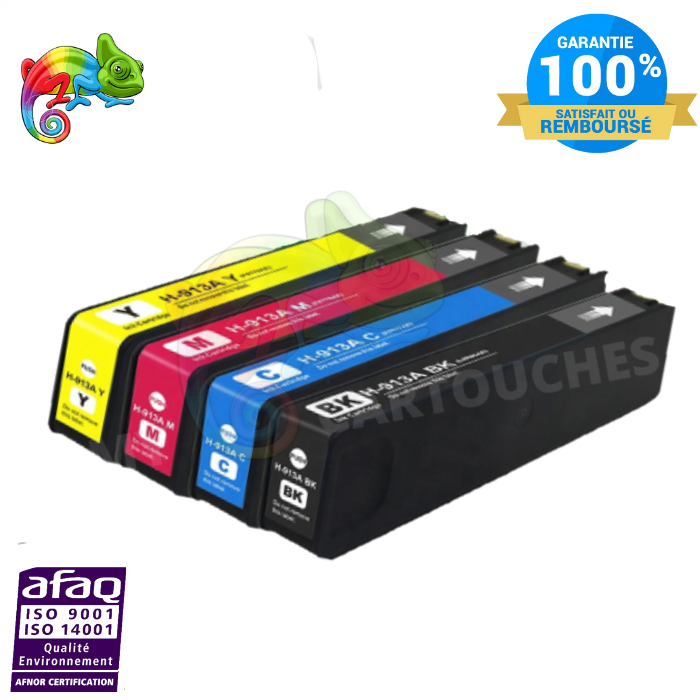 Pack de 4 Cartouches d'encre Pour  HP 913A  HP (BCMY)  Compatible