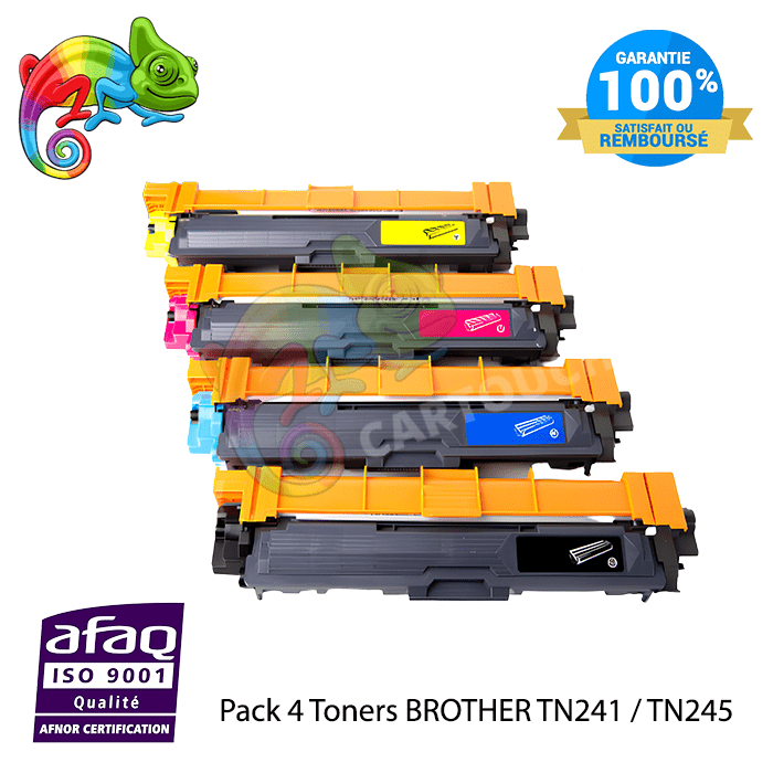 mycartouches Pack B/C/M/Y Brother TN 241/245 Pack de 4 Toner Laser  Brother Compatibles - 2500 pages