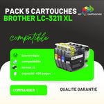 mycartouches Pack B/C/M/Y Cartouche D'encre  BROTHER LC-3211/ 3213 XL Pack de 5 Cartouches  Compatibles