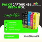 mycartouches Pack B/C/M/Y Cartouches D'encre Epson  ( Pâquerette )   18 XL Pack de 5 Cartouches Compatibles