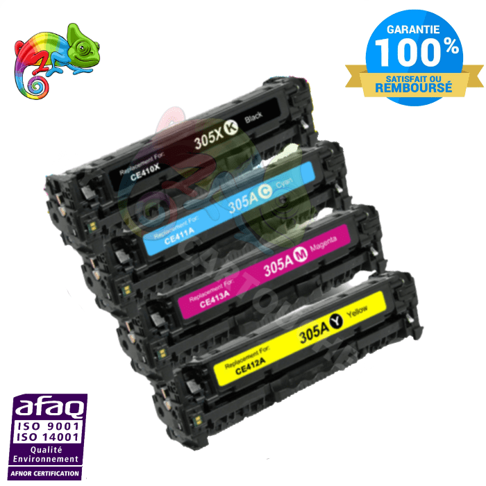 mycartouches Pack B/C/M/Y Hp 305X/305A - Pack 4 Toners HP CE410X/11A/12A/13A  Compatibles