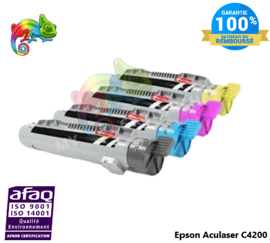 mycartouches Toner/Laser B.C.M.Y / C4200 Pack de 4 Toner lasers Epson Aculaser C4200  Compatibles