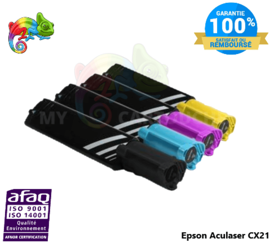 mycartouches Toner/Laser B.C.M.Y / CX21 Pack de 4 Toner lasers Epson Aculaser CX21