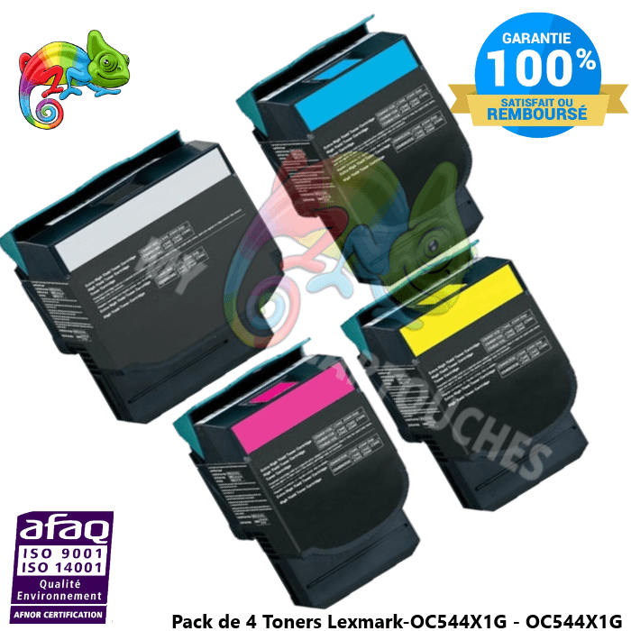 MyCartouches Toner/Laser B/C/M/Y / BLACK 6 000 Pages / Couleur  4 000 Pages / OC544X1G Pack de 4 Toners  laser compatible avec Lexmark C544  ( OC544X1G )