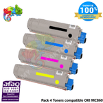 mycartouches Pack B/C/M/Y / OKI MC 860 Pack de 4 Toners Laser Compatible Pour  OKI MC 860