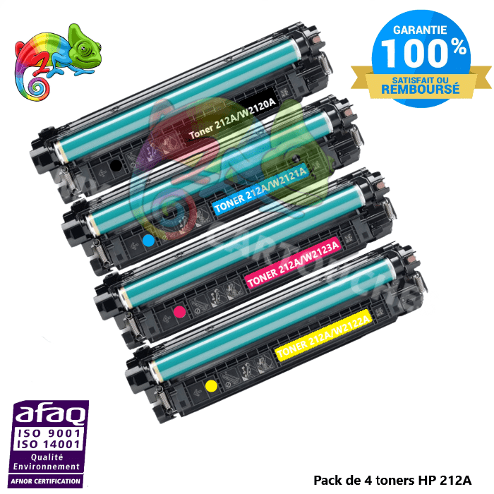 mycartouches Toner/Laser Pack de 4 Toners Laser Pour  HP 212A   B/C/M/Y Compatibles