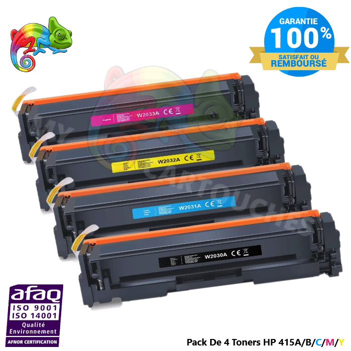 mycartouches Toner/Laser Pack De 4 Toners Laser Pour HP 415A  (B/C/M/Y) Compatibles - Niveau d'encre