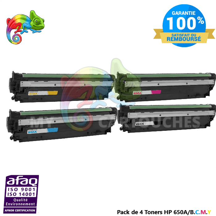 mycartouches Toner/Laser Pack de 4 Toners Laser Pour HP 650A ( B/C/M/Y) Compatible