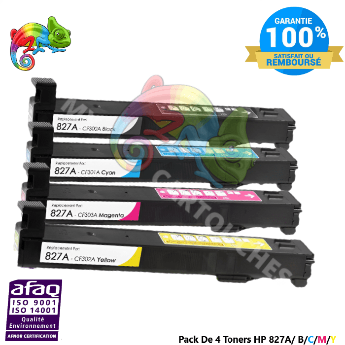 mycartouches Toner/Laser Pack De 4 Toners Laser Pour  HP 827A  (CF300A,301,302,303) Compatibles