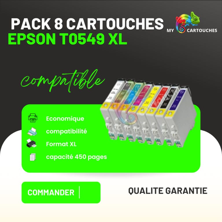 mycartouches Jet d'encre Bk.C.M.Y / Epson (Grenouille) Pack de 8 Cartouches Epson ( Grenouille )