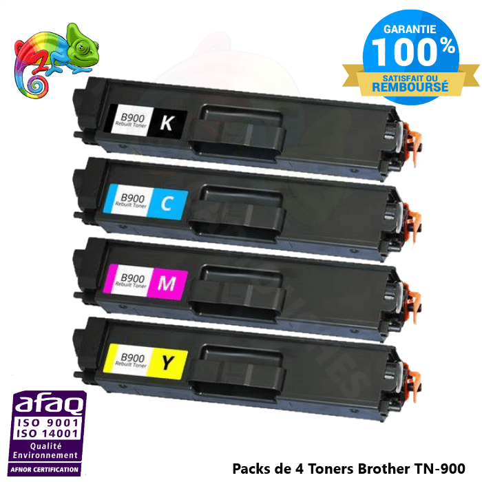 mycartouches Toner/Laser B.C.M.Y / 6 000 Pages / TN900 Packs de 4 Toners Brother TN 900  Brother ( MFC-L 9500 Series ..... )  Compatible