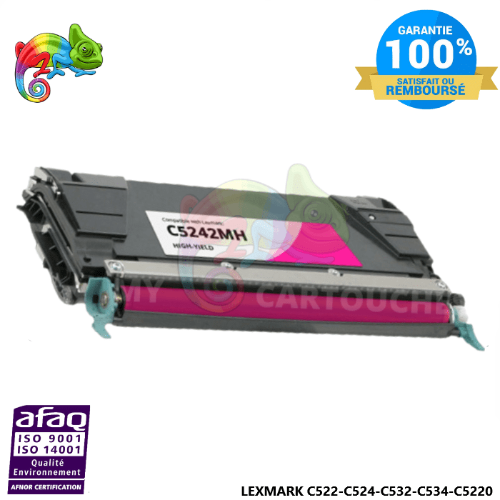 MyCartouches Toner/Laser Magenta / 3000 pages / C5220MS Toner laser compatible avec Lexmark C522 C5220MS Magenta