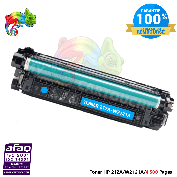 mycartouches Toner/Laser Toner Laser Pour  HP 212A  Cyan  Toner laser HP ( W2121A) Compatible