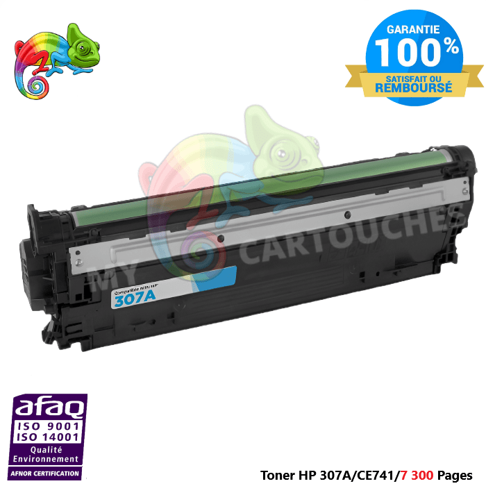 mycartouches Toner/Laser Toner Laser Pour  HP 307A  Cyan Toner laser HP (CE741A) Compatible