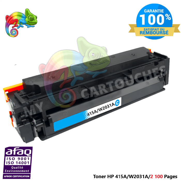 mycartouches Toner/Laser Toner Laser Pour  HP 415A  Cyan Toner laser HP (W2031A) Compatible