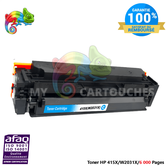 mycartouches Toner/Laser Toner Laser Pour  HP 415X  Cyan Toner laser HP (W2031X) Compatible