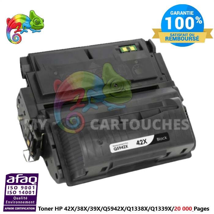 mycartouches Toner/Laser Toner Laser  Pour HP 42X/38X/39X Noir (Q5942X) (Q1338X) (Q1339X) Compatible