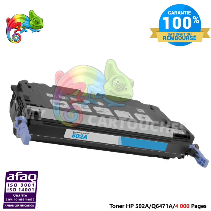 mycartouches Toner/Laser Toner Laser Pour  HP 502A  Cyan Toner laser HP (Q6471A) Compatible