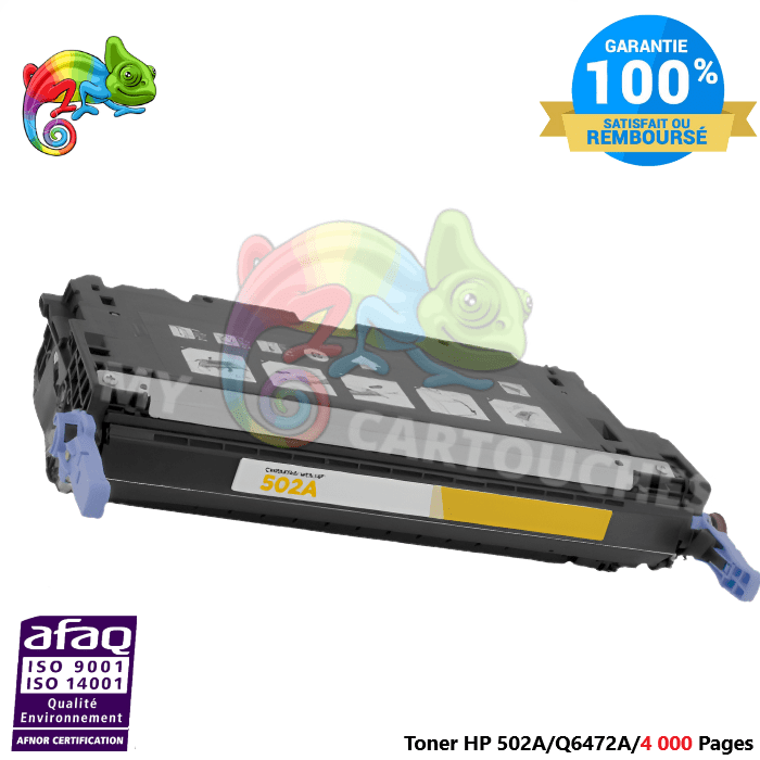 mycartouches Toner/Laser Toner Laser Pour  HP 502A  Yellow Toner laser HP (Q6472A) Compatible