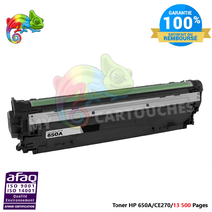 mycartouches Toner/Laser Toner Laser Pour  HP 650A  NOIR  Toner laser HP ( CE270A) Compatible