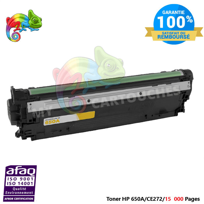 mycartouches Toner/Laser Toner Laser Pour  HP 650A  Yellow  Toner laser HP ( CE272A) Compatible