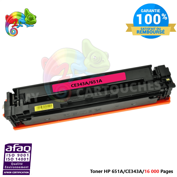 mycartouches Toner/Laser Toner Laser Pour  HP 651A Magenta Toner laser HP (CE343A) Compatible