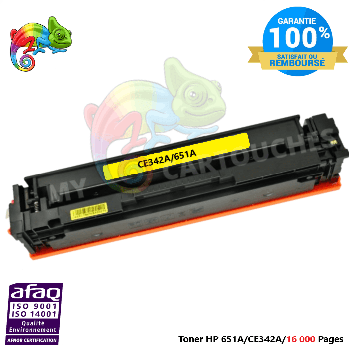 mycartouches Toner/Laser Toner Laser Pour  HP 651A Yellow Toner laser HP (CE342A) Compatible