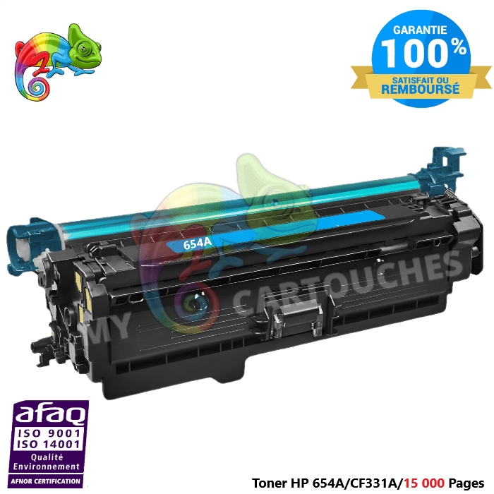 mycartouches Toner/Laser Toner Laser Pour  HP 654A Cyan  Toner laser HP (CF331A) Compatible