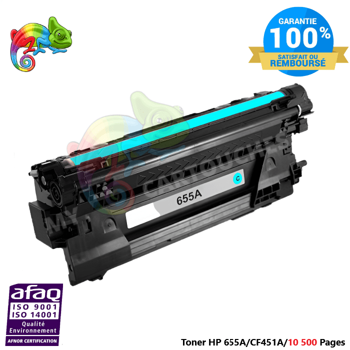 mycartouches Toner/Laser Toner Laser Pour  HP 655A  Cyan Toner laser HP (CF451A) Compatible