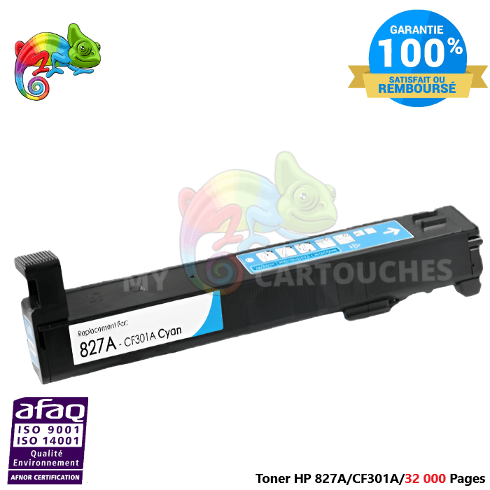 mycartouches Toner/Laser Toner Laser Pour  HP 827A  Cyan Toner laser HP (CF301A) Compatible