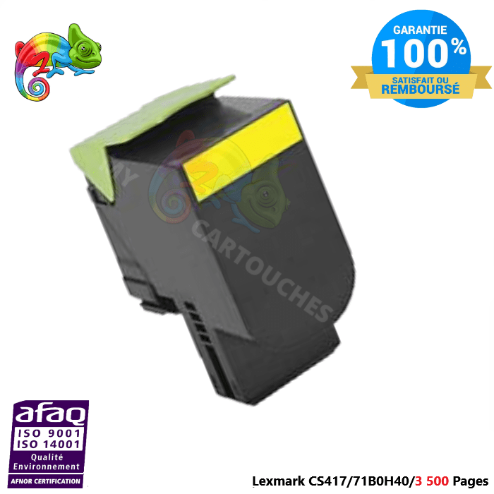 MyCartouches Toner/Laser Toner laser compatible avec Lexmark CS417, référence 71B0H40 – Jaune