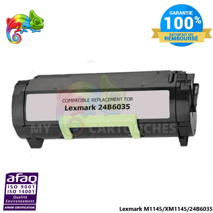 MyCartouches Toner/Laser Black / 16000 pages / 24B6035 Toner laser compatible avec Lexmark E1145 / M1145 / 24B6035 - Noir