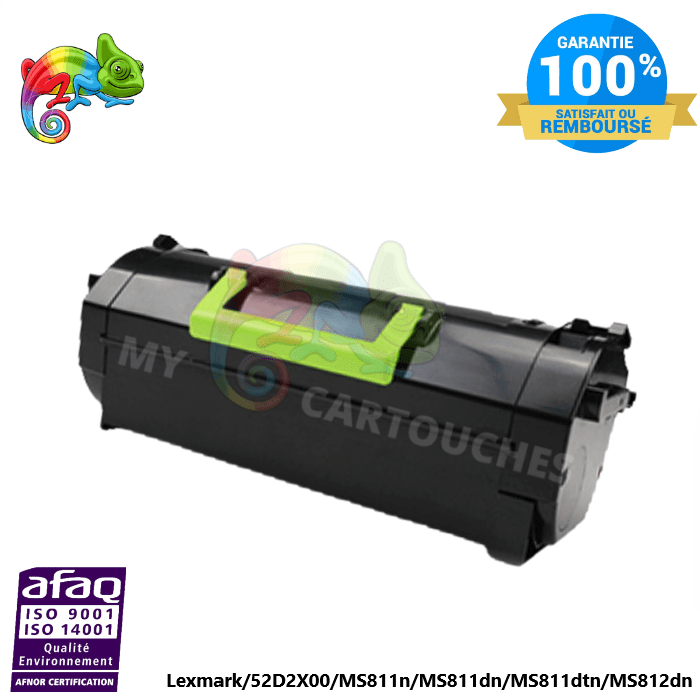 MyCartouches Toner/Laser Black / 45000 pages / 52D2X00 Toner laser compatible avec Lexmark MS811  ( 52D2X00 ) Noir