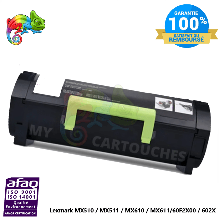 MyCartouches Toner/Laser Black / 10000 pages / MX510 Toner laser compatible avec Lexmark MX510, référence 60F2H00 – Noir